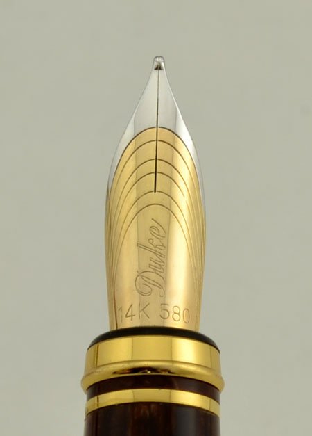 Duke Gold Medal Fountain Pen - Striped Cap, Brown Italian Resin